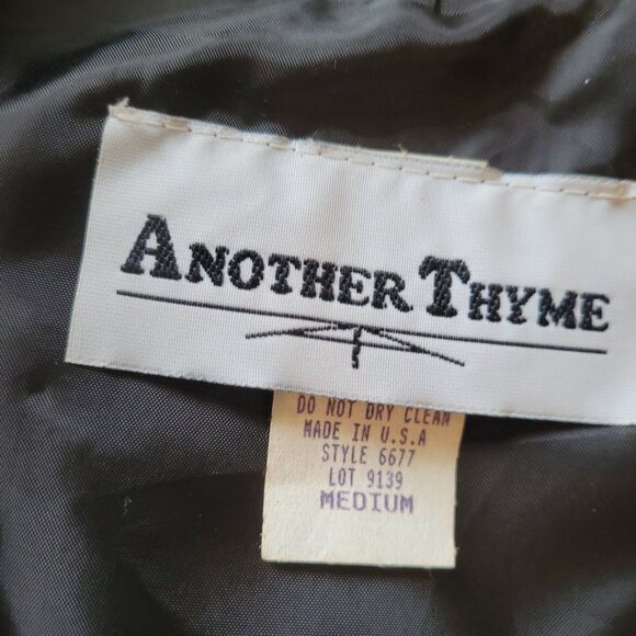 Another Thyme Vintage Black Chiffon Embroidered Wrap Blouse With Satin Collar & - Picture 7 of 7